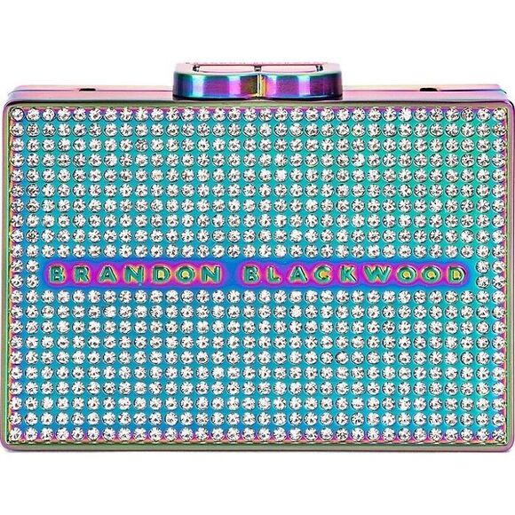 NWT Brandon Blackwood Stainless Steel Rhinestone Card Case Iridescent $200 - Picture 2 of 14